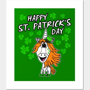 Happy St. Patrick's Day 2022 Unicorn Irish Shamrocks Posters and Art